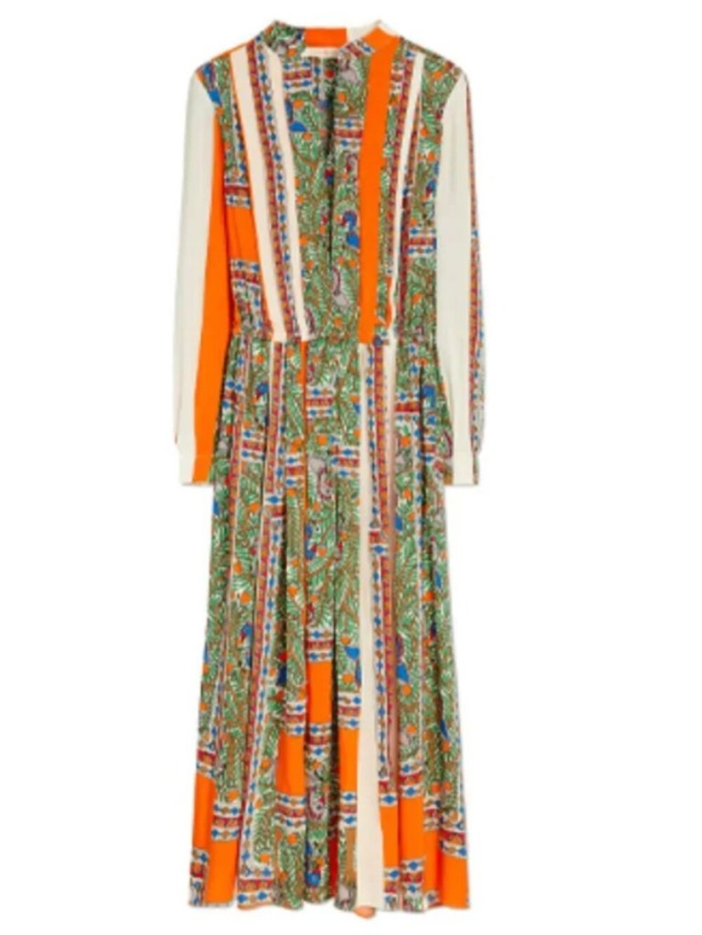 Tory Burch Something Wild Stripe Printed Long Sleeve Midi Dress